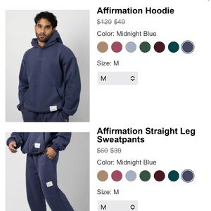COMFRT Affirmation Hoodie and Sweatpants Set in Midnight Blue